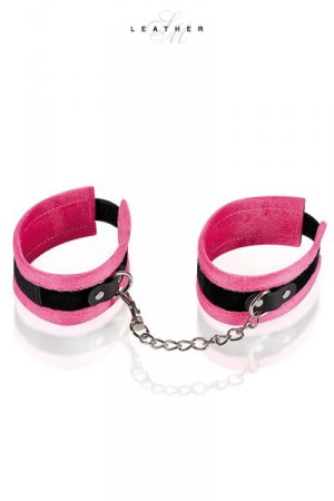 Menottes de chevilles rose et noir - Vibromasse