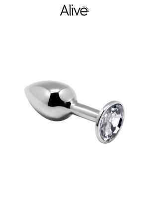Plug métal bijou transparent M – Alive - Vibromasse