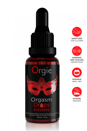 Gel d&rsquo;excitation du Clitoris Orgasm Drops Kissable - Vibromasse