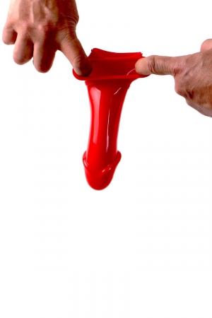 Gaine de pénis semi-réaliste rouge 19×4,5 cm – Zizi - Vibromasse