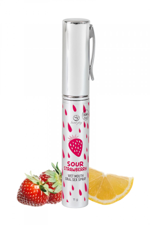 Spray sexe oral et bouche humide à la fraise acide - Vibromasse