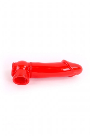Gaine de pénis semi-réaliste rouge 19×4,5 cm – Zizi - Vibromasse