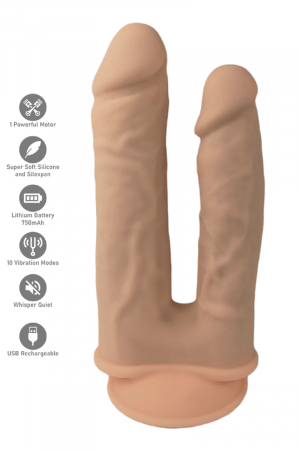 Vibro double pénétration 19,5 et 17,5 cm – SilexD - Vibromasse