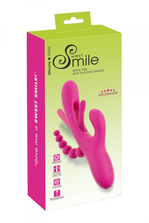 Triple vibro avec langue oscillante – Sweet Smile - Vibromasse