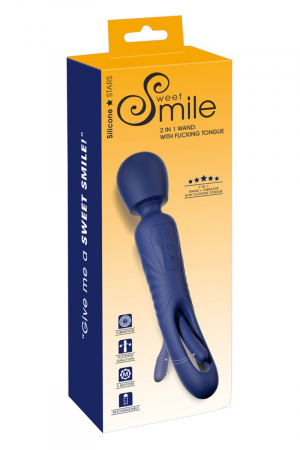 Vibro Wand réversible avec langue vibrante – Sweet Smile - Vibromasse