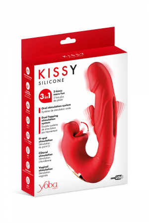 Vibromasseur rabbit 3-en-1 Kissy rouge – Yoba - Vibromasse